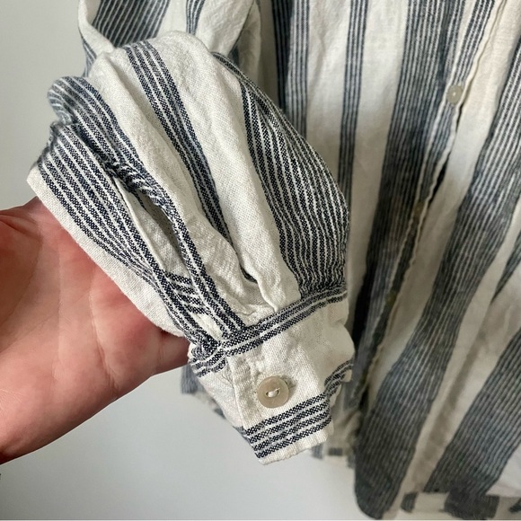 Orvis Linen Blend Striped Button Down Top - Picture 8 of 11